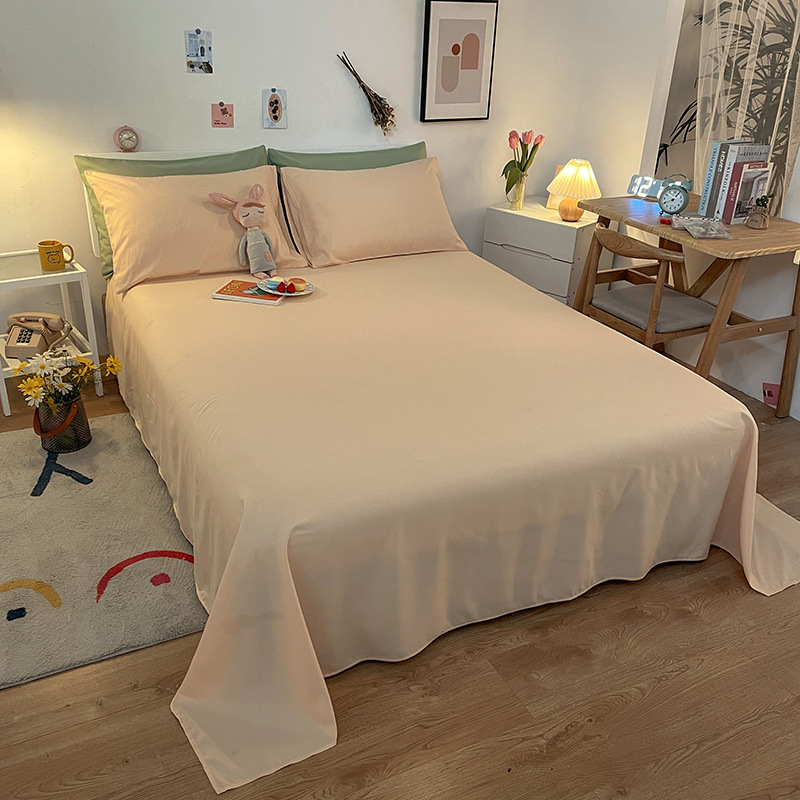 Solid Color Brushed Cotton Bedding Four-Piece Bed Sheet Wholesale Pillowcase Duvet Cover Plain Three-Piece Set Reactive_voghion.com