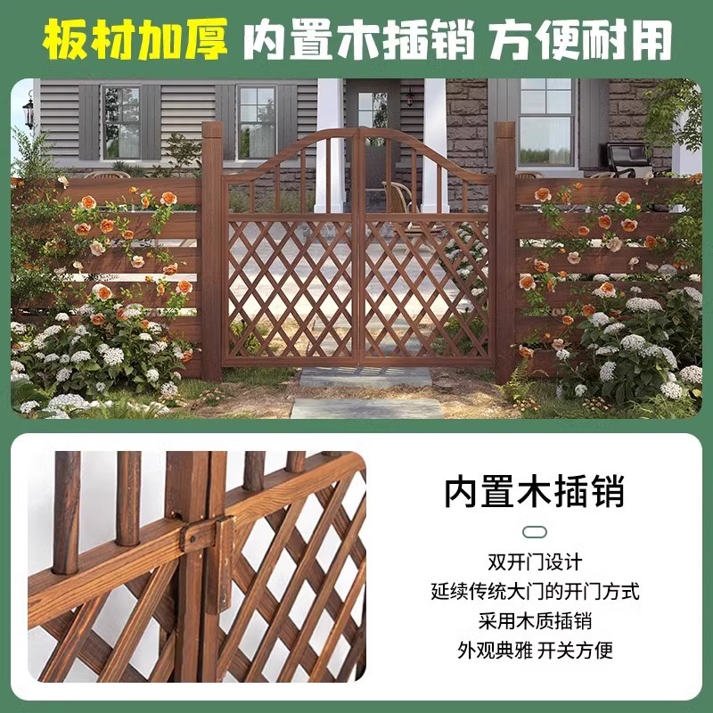 Marco de enredadera al aire libre Cercas de jardín de madera anticorrosiva Cercas de madera Rejilla de patio Puerta de cerca Puerta de jardín Barandilla de madera carbonizada