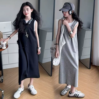 女童夏季连衣裙2026新款韩版女孩无袖背心裙中大童夏款假两件裙子