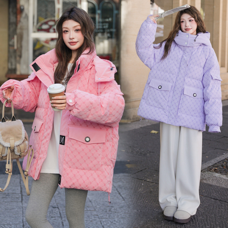 加肥加大码羽绒服女200斤胖mm中长款2025新款特大韩版宽松面包服