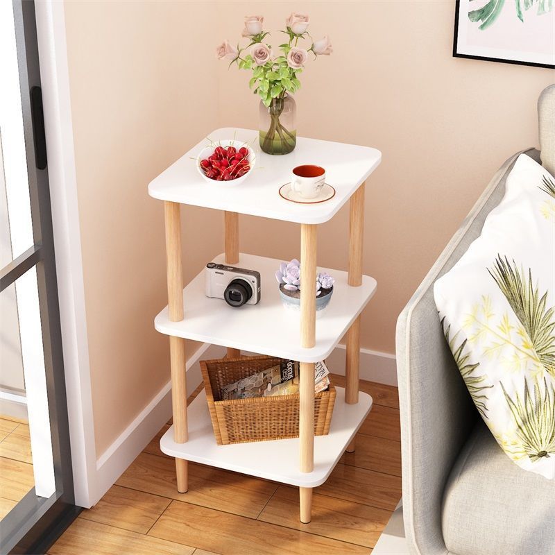 Mesa lateral de sofá de doble capa mesa de té pequeña simple apartamento pequeño mesa de sala de estar dormitorio mini mesa pequeña fábrica una pieza al por mayor