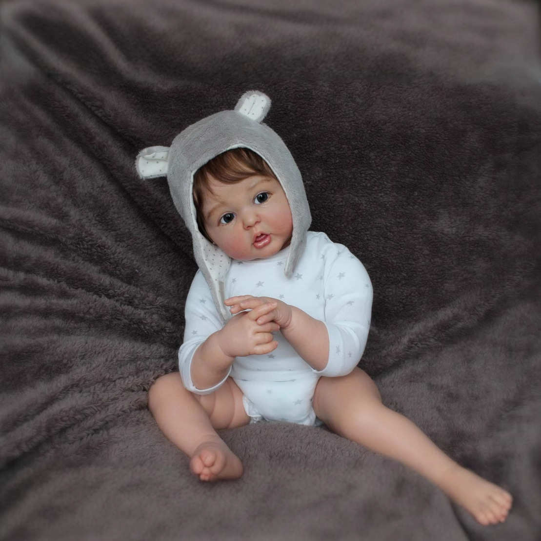 Muñeca Bebé Reborn Hecha a Mano 60 cm de Vinilo, Piel 3D con Venas, Chupa Dedo, para Niños