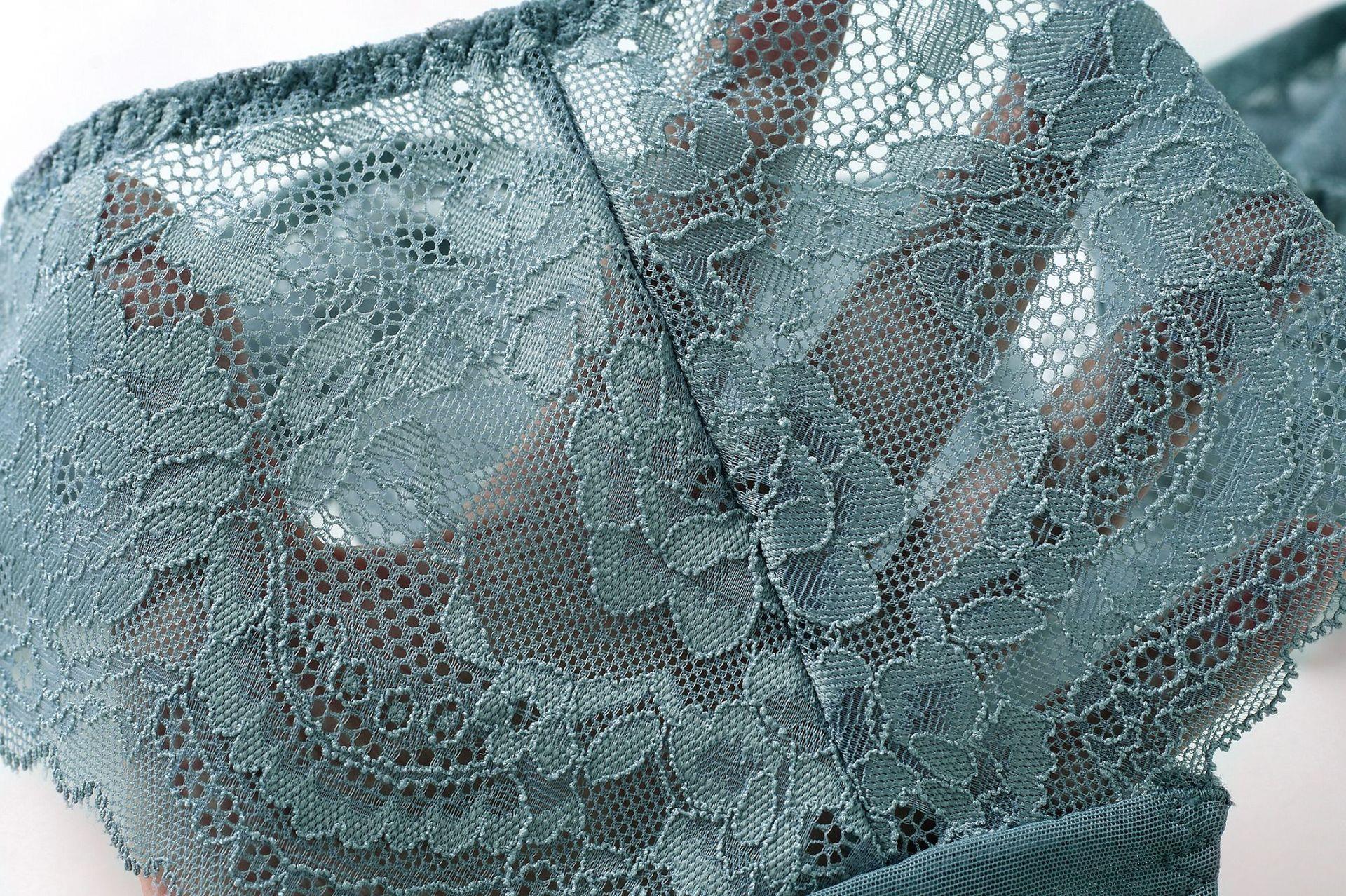 Girls' chest underwear, women's thin steel ring bra, sexy lace, French style large chest, small bra set_voghion.com