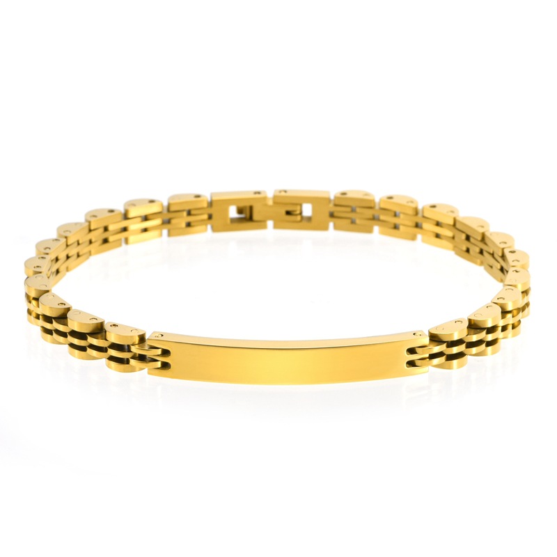 Amazon's Best-Selling 6mm Wide Five-Bead Stainless Steel Curved Bracelet Adjustable 18K Gold-Plated Titanium Steel Women's Watch Chain