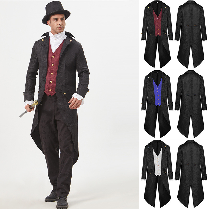 2026 New Style Wish Amazon Aliexpress European and American Medieval Tailcoat Men's Jacket Carnival Performance Costume