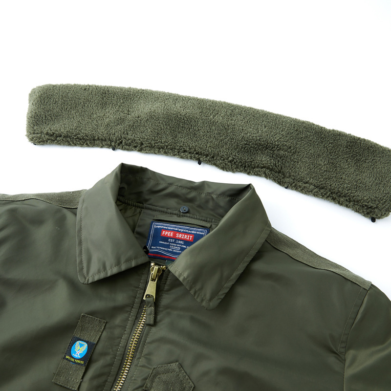 Chaqueta de piloto B10 transfronteriza chaqueta de vuelo de los hombres abrigo de algodón acolchado invierno engrosada ropa de trabajo abrigo de algodón acolchado Cuello de piel desmontable