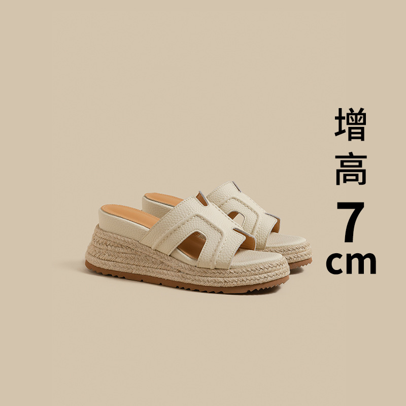 Luth mismo estilo ~ Sandalias de plataforma de bizcocho de paja para mujer 2025 verano nuevo estilo exterior sandalias y zapatillas de tacón alto para mujer