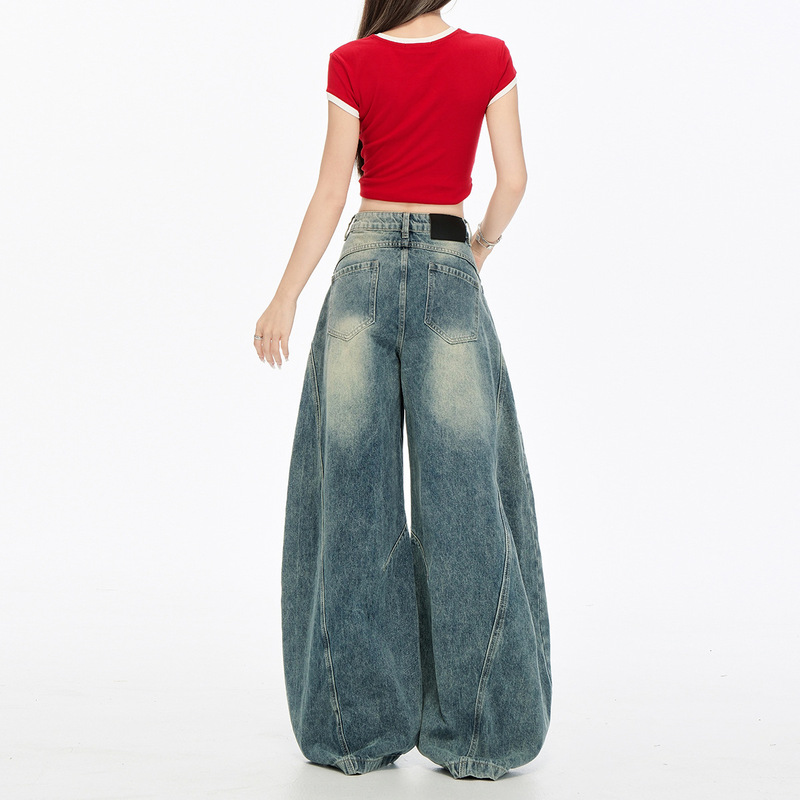 American-Style Scimitar Jeans for Women 2025 Winter Versatile New Ripped Cool Jazz Dance Loose Wide-Leg Sickle Pants American-Style Scimitar Jeans for Women 2025 Winter Versatile New Ripped Cool Jazz Dance Loose Wide-Leg Sickle Pants