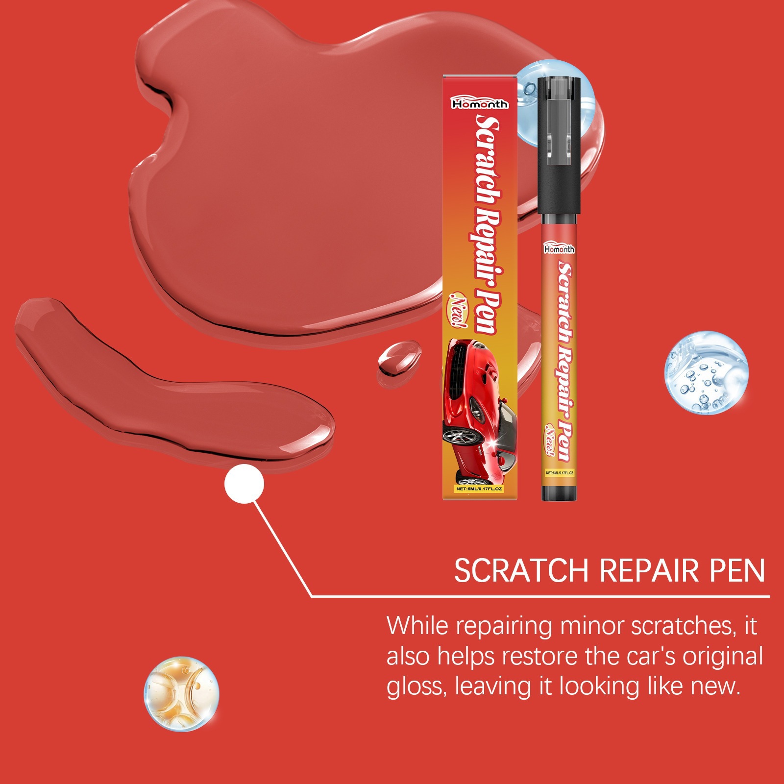 Homonth Car Scratch Care Pen Covers Minor Scratches, Conveniently Cleans Car Scratches and Stains, and Refinishes Them