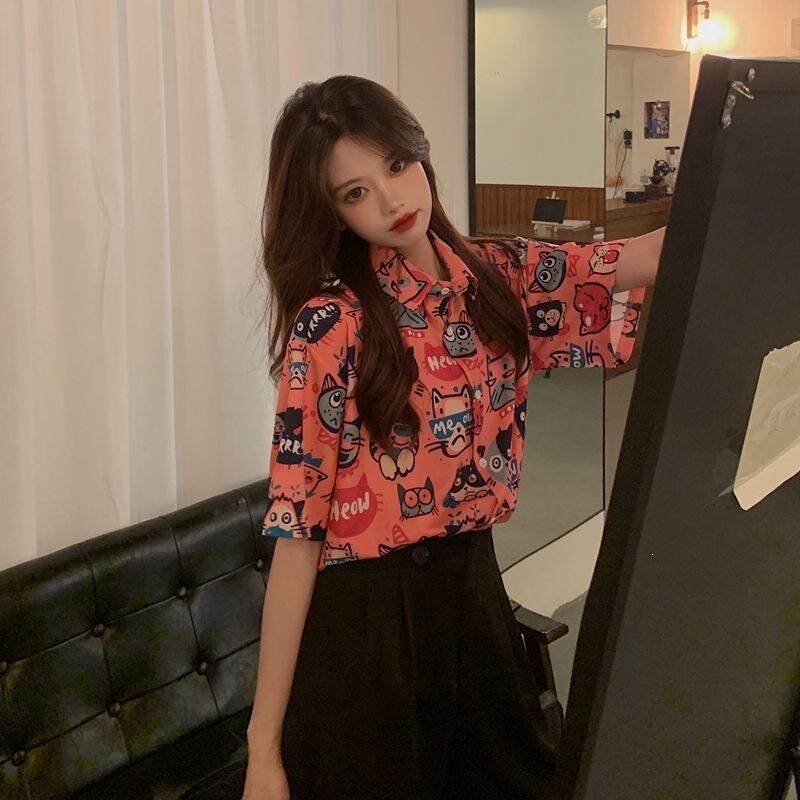 2026 Hawaiian Floral Shirt Women's Short-Sleeved Retro Hong Kong Style Beach Travel Clothes Summer Seaside Vacation Couple Ice Silk 2026 Hawaiian Floral Shirt Women's Short-Sleeved Retro Hong Kong Style Beach Travel Clothes Summer Seaside Vacation Couple Ice Silk