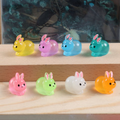 新しい発光ファットウサギ樹脂 diy 人形マイクロ風景デスクトップ diy 風景装飾小さな装飾品