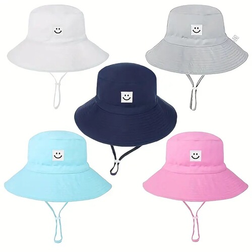 Summer and Autumn Children's Smiling Fishing Hat for Boys and Girls, Sun Protection Hat for Outdoor Beach, Breathable and Sun-Shielding Bucket Hat