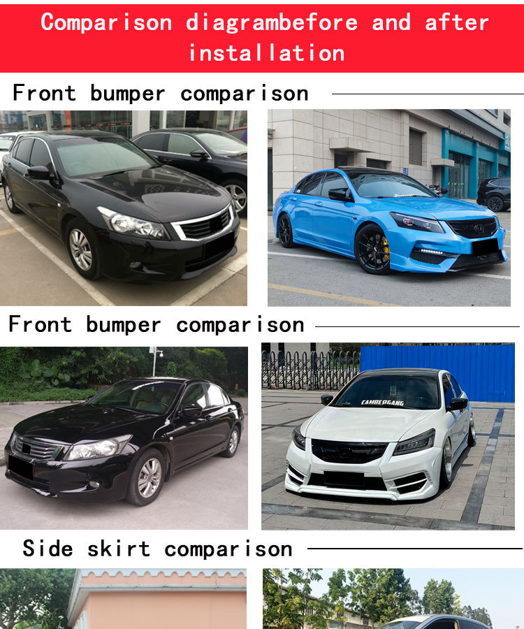 Suitable for Honda Eighth-Generation Accord Modified Wide-Body Kit Front Grille, Glossy Black Grille Logo, American Version, Thai Version