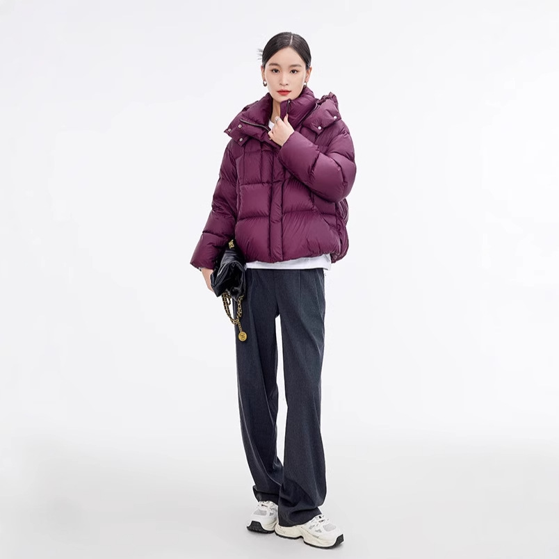 多色轻柔糖果色泡芙款鹅绒服冬新款加厚连帽设计感都市短款羽绒服