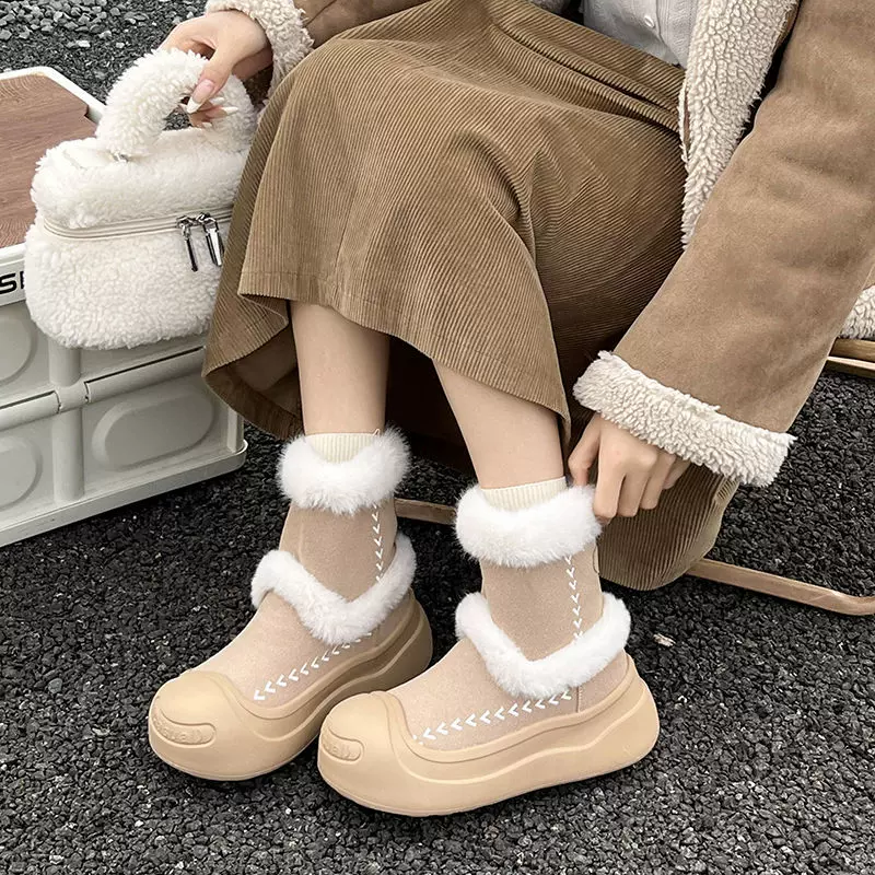 网红棉靴女2025冬季新款超火保暖百搭厚底防滑加绒雪地靴女款