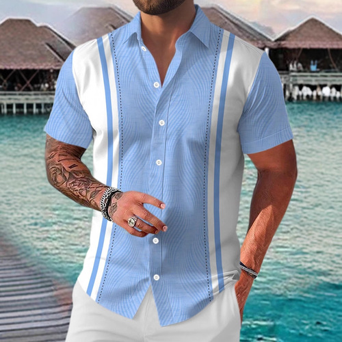 Stylish and Versatile Geometric Short-Sleeve Shirt MB1 for Independent Online Store
