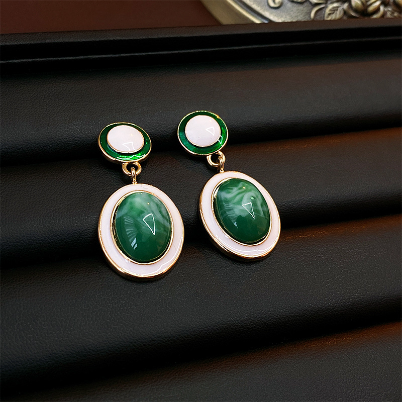 1 Pair Quantity 1 Pair Elegant Retro Leaf Flower Enamel Alloy Earrings