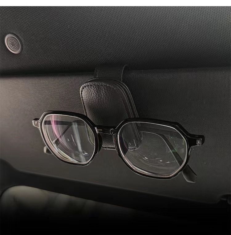 Multifunctional Car Glasses Holder, Leather Car Sun Visor Storage Box, Car Sunglasses Clip, Card Holder