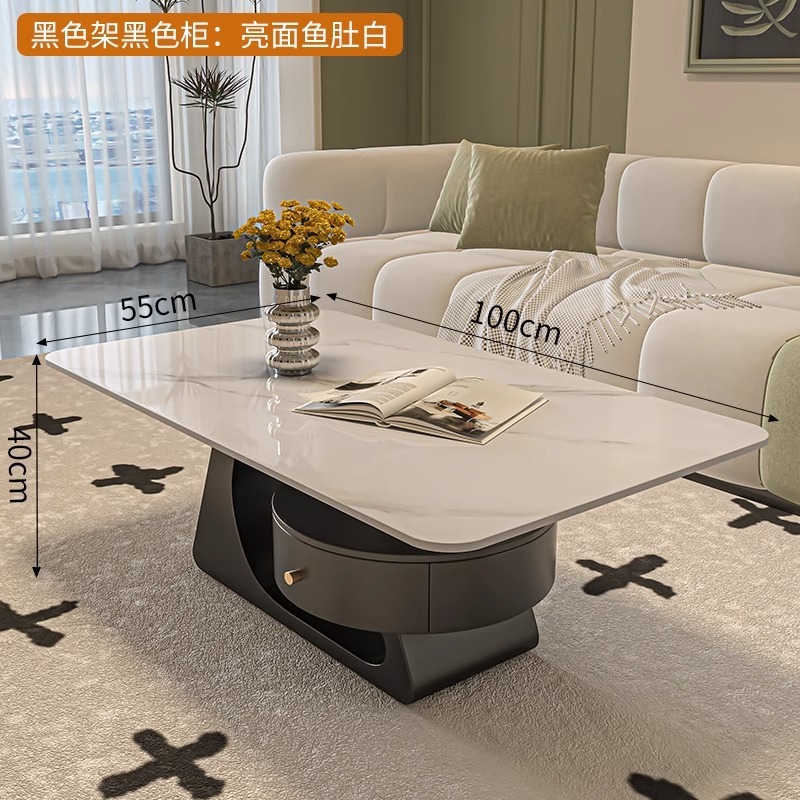 Crema rectangular madera tabla de mesa de mesa de roca lujoso moderno simple hogar pequeño sala de estar nueva mesa de alta calidad