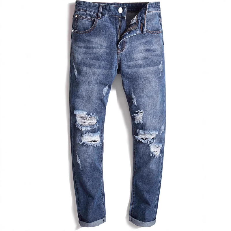 2026 Spring/Summer New Men's Distressed Slim Fit Straight-Leg Jeans 2026 Spring/Summer New Men's Distressed Slim Fit Straight-Leg Jeans