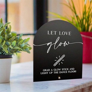 No. 925 Blank Black Arched Acrylic Table Sign with Base Arched Wedding Restaurant Mark Number Plate