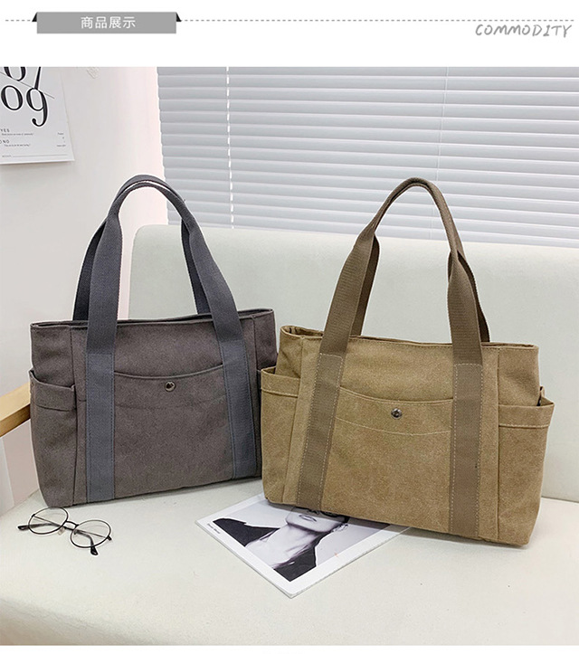Artistic and simple canvas bag, mother's bag, middle-aged work handbag, cloth bag, large-capacity shoulder bag, women's single-shoulder bag undefined