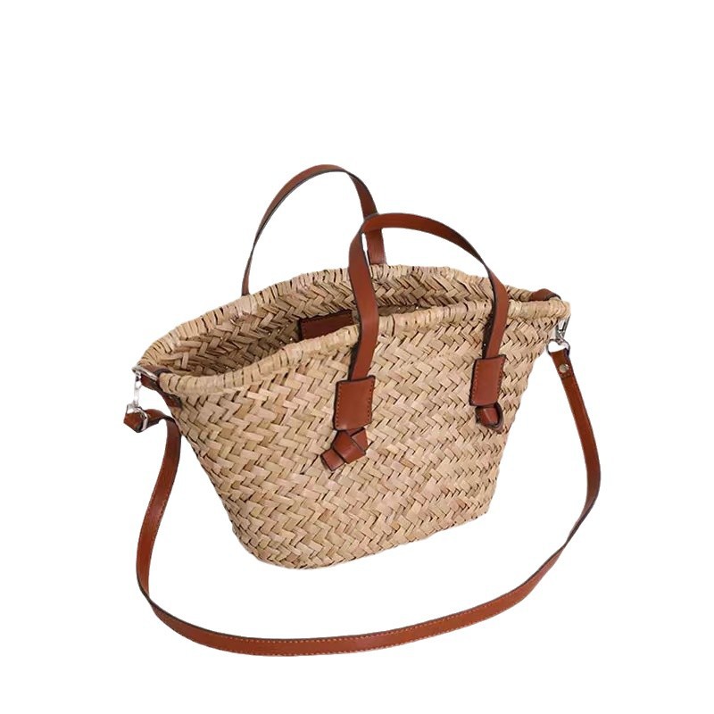 Single Shoulder Straw Woven Bag, Vacation Style Beach Bag, Natural Straw Women's Bag, Simple Baguette Bag, Versatile Design - Thumbnail 5
