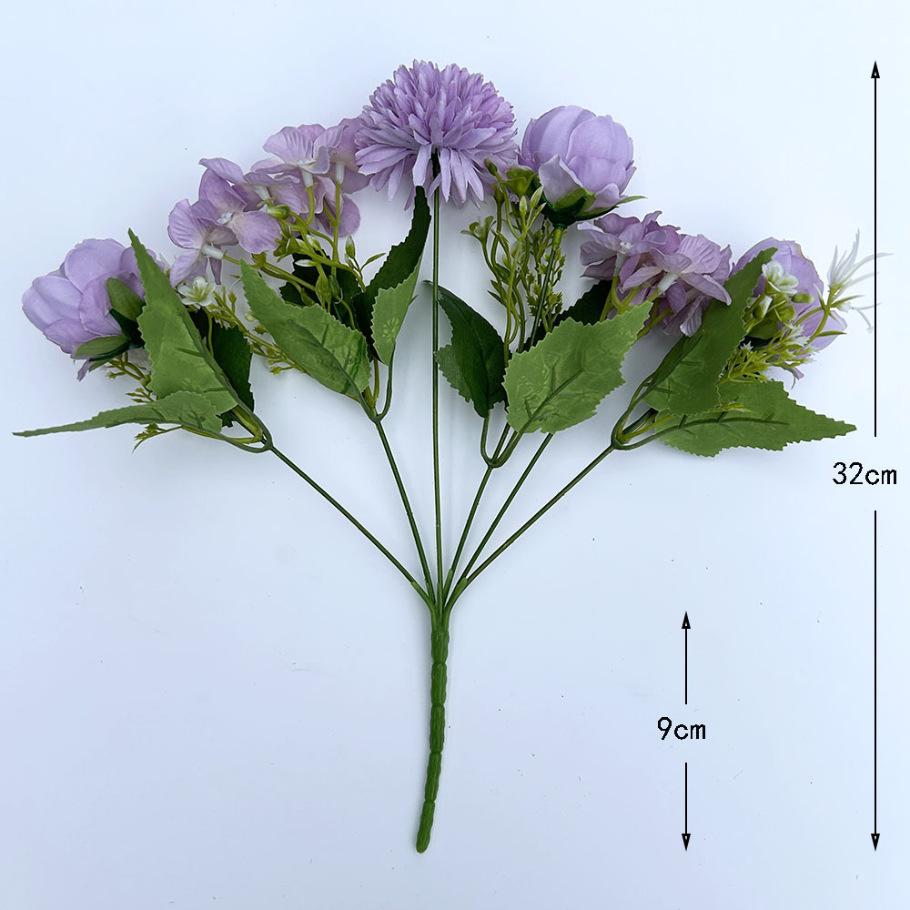 Artificial Flower Bouquet Nordic Rose Peony Hydrangea Wedding_voghion.com