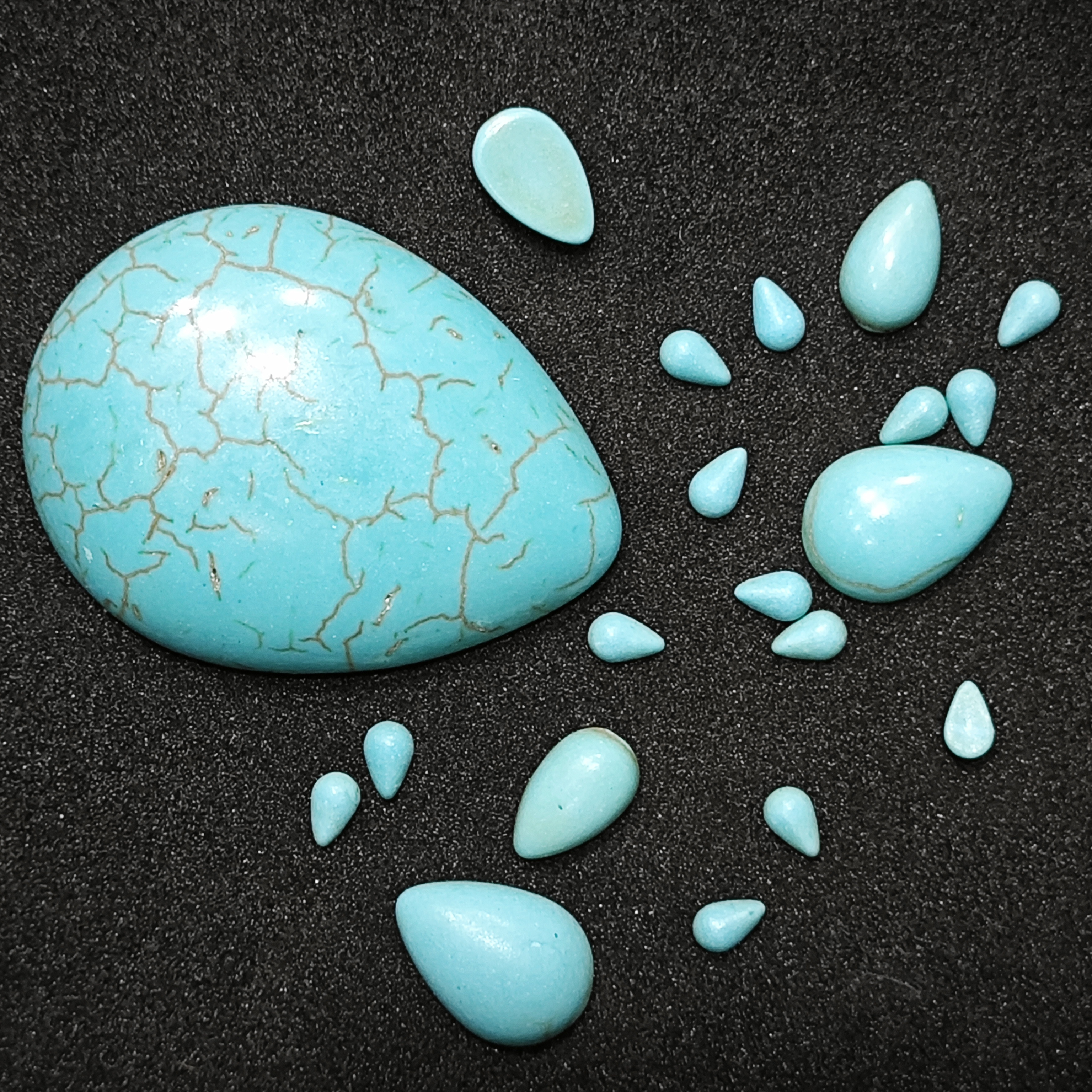 3-30mm绿松石水滴戒面半面珠瓜子形状DIY饰品镶嵌批发厂家直销