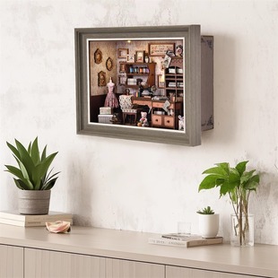 Three-Dimensional Photo Frame DIY Cabin Handmade Puzzle Assembled Wooden Scene Model Can Be Hung on the Wall