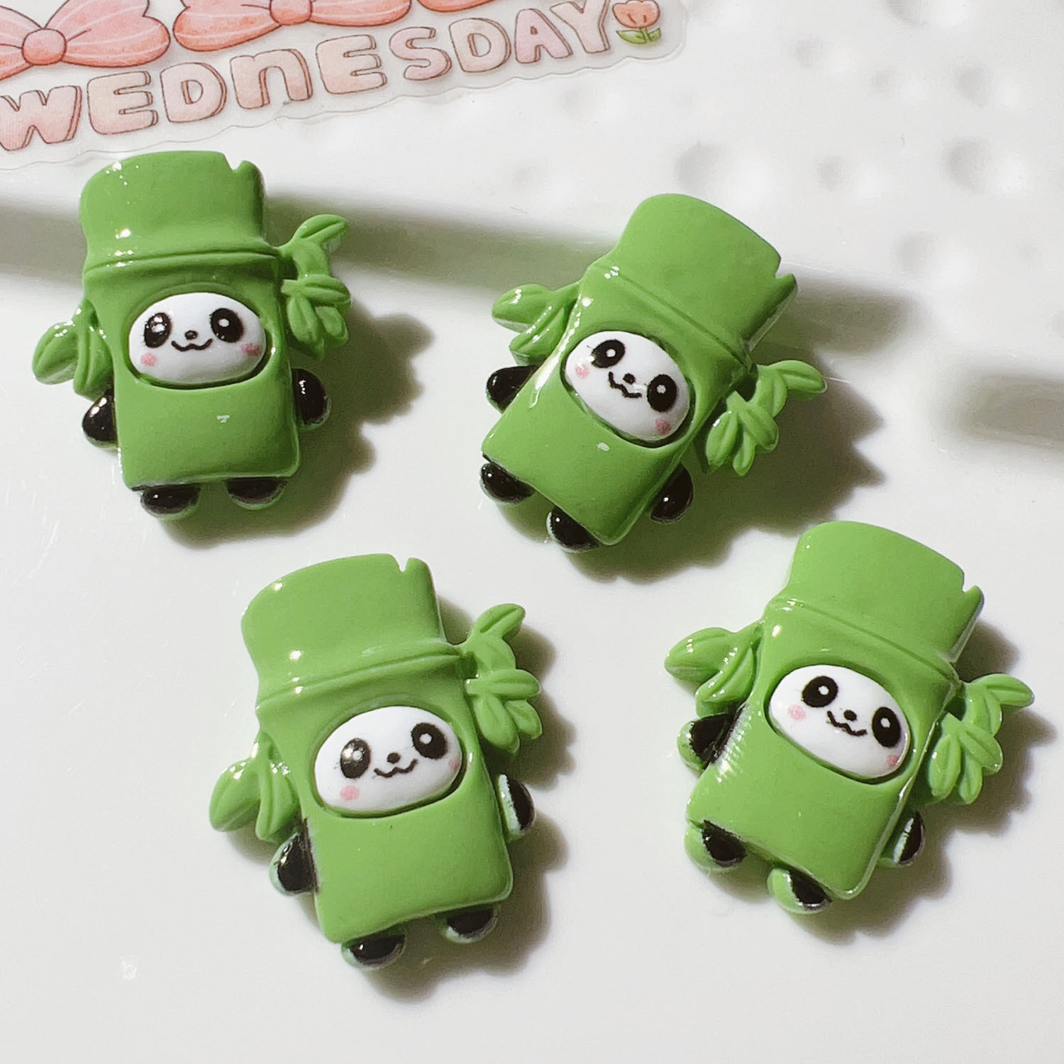 Nuevo lindo brillante bambú Panda accesorios de resina DIY crema pegamento accesorios para el cabello horquilla papelería caja material al por mayor