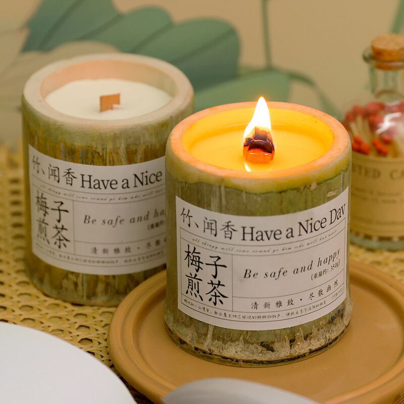 煎茶ins风竹子香薰蜡烛室内持久熏香大豆蜡竹子小众生日礼物|undefined