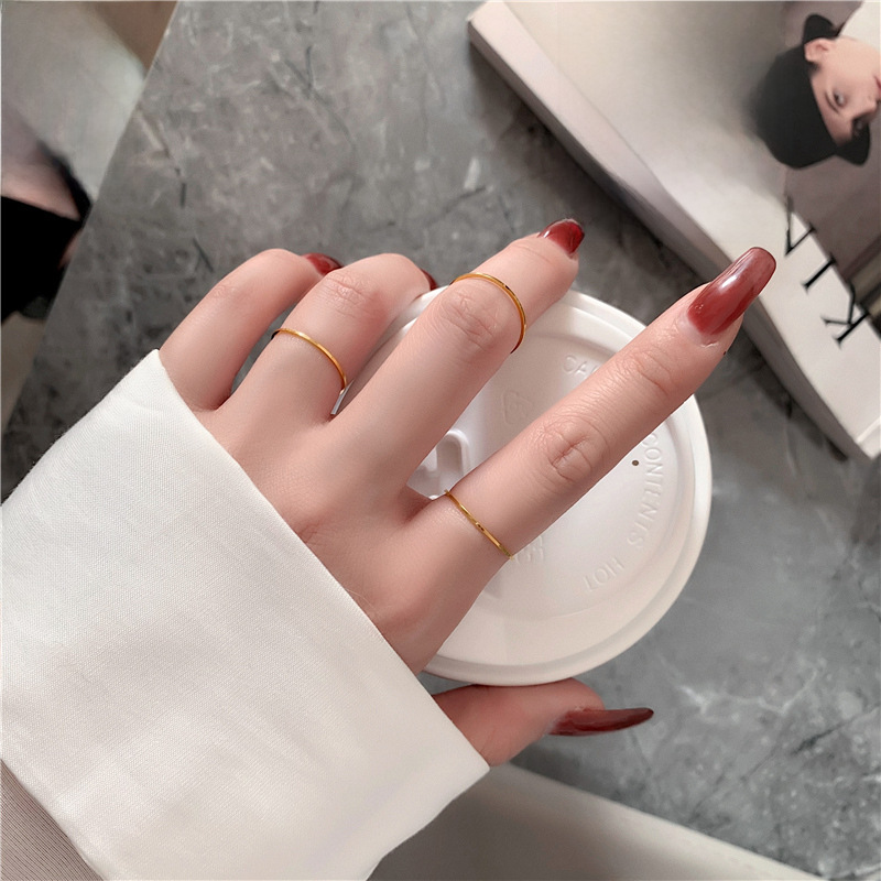 巨細！鍍18K金戒指女日韓時尚個性疊戴細食指關節戒尾戒女小指