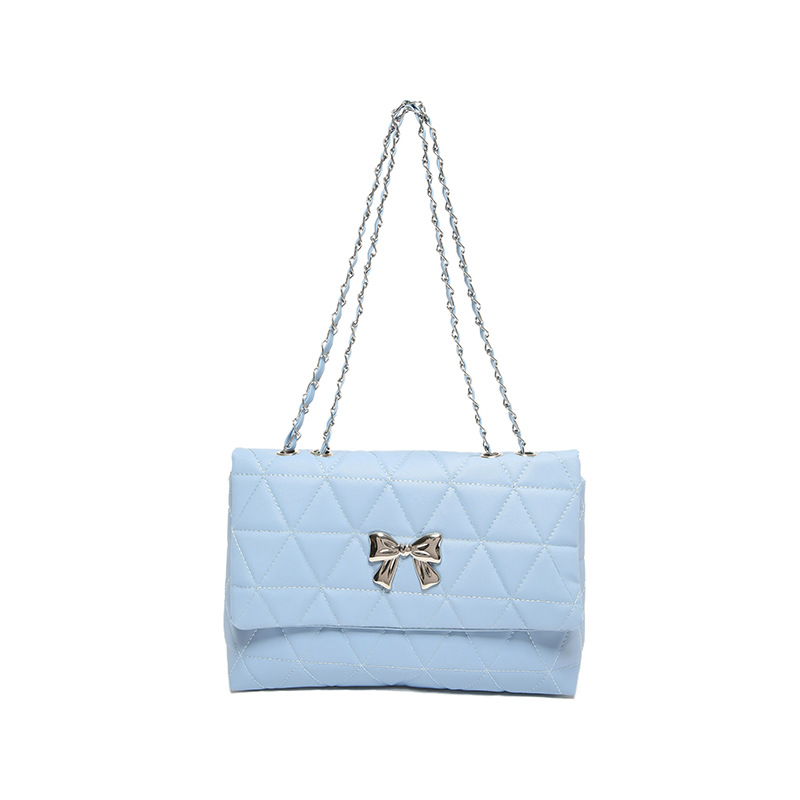 Bolso de cadena de diamantes bolso de mensajero femenino 2024 nuevo estilo de verano de gran capacidad color sólido estilo occidental pequeño bolso cuadrado de un solo hombro