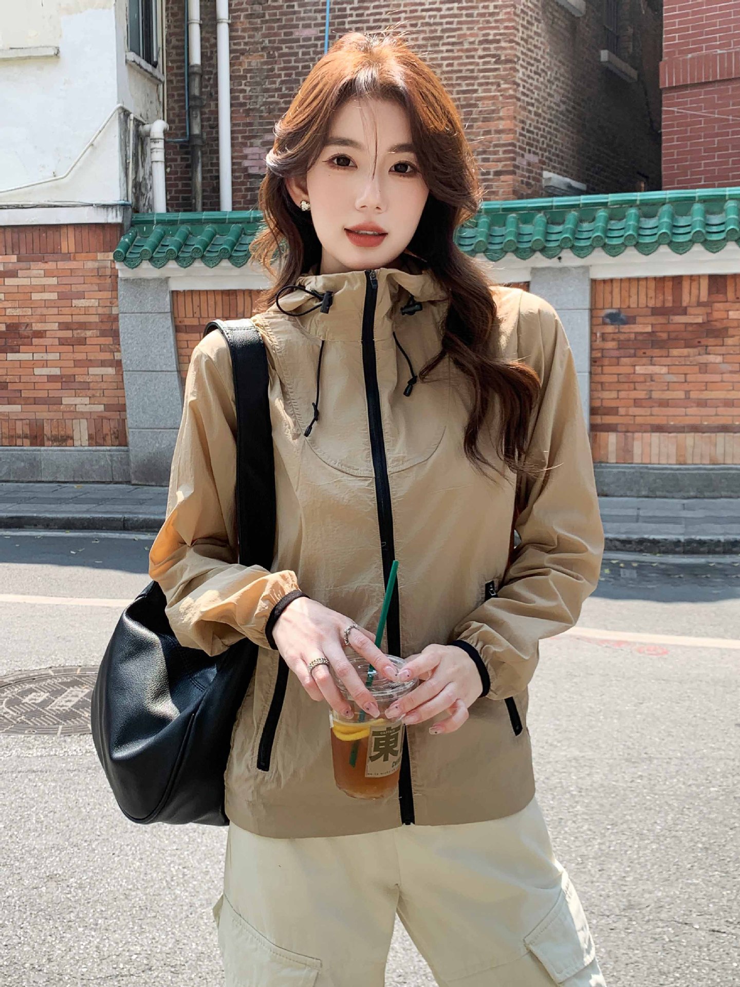 h248 outdoor sports sun protection clothing women‘s thin loose and hooded cardigan outdoor jacket coat uv protection sun-protective clothing