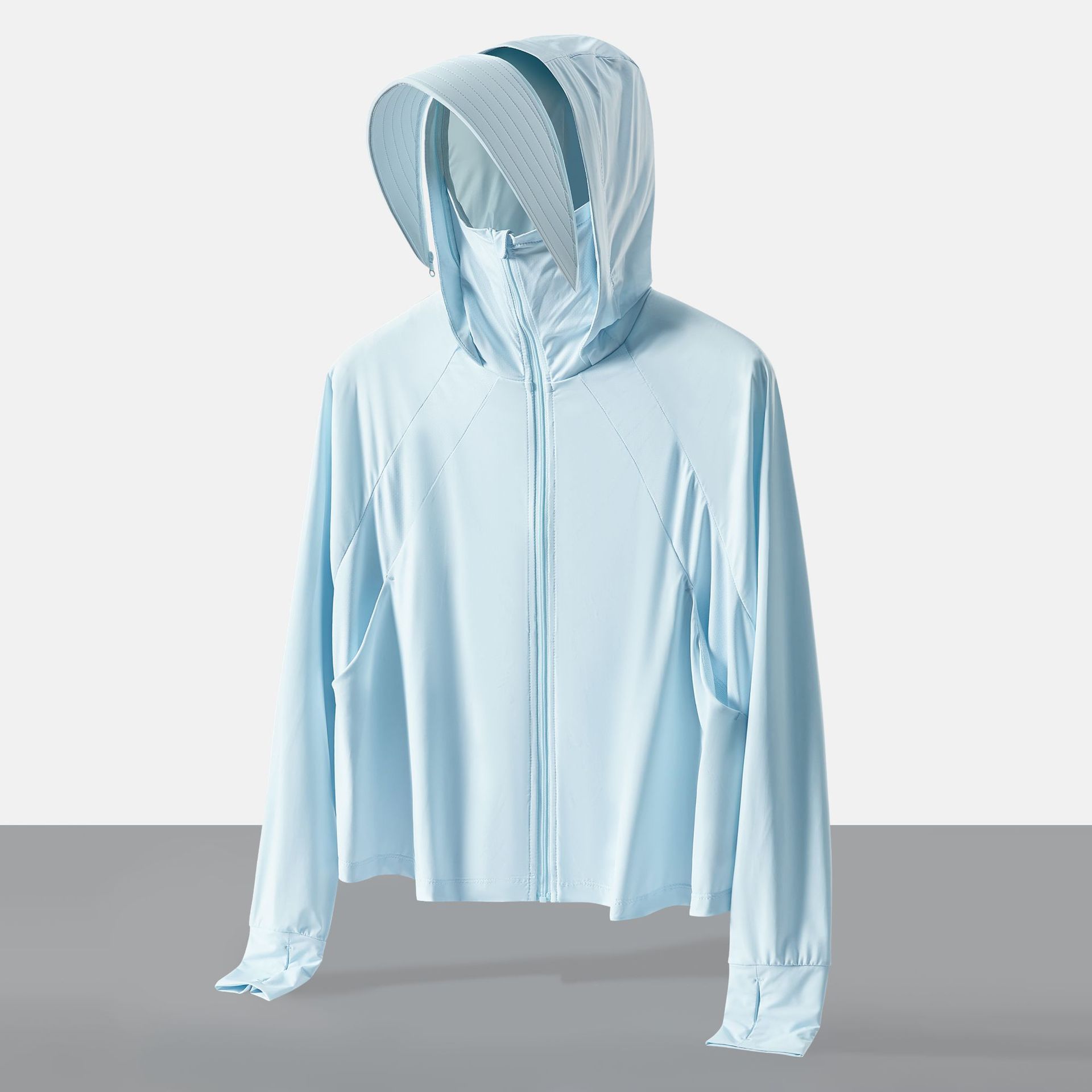 Brimmed UV Protection Jacket – Breathable Ice Silk Sun Hoodie With Color-Blocked Design (UPF 50+) – Lightweight Outdoor Windbreaker (M-XL)_voghion.com