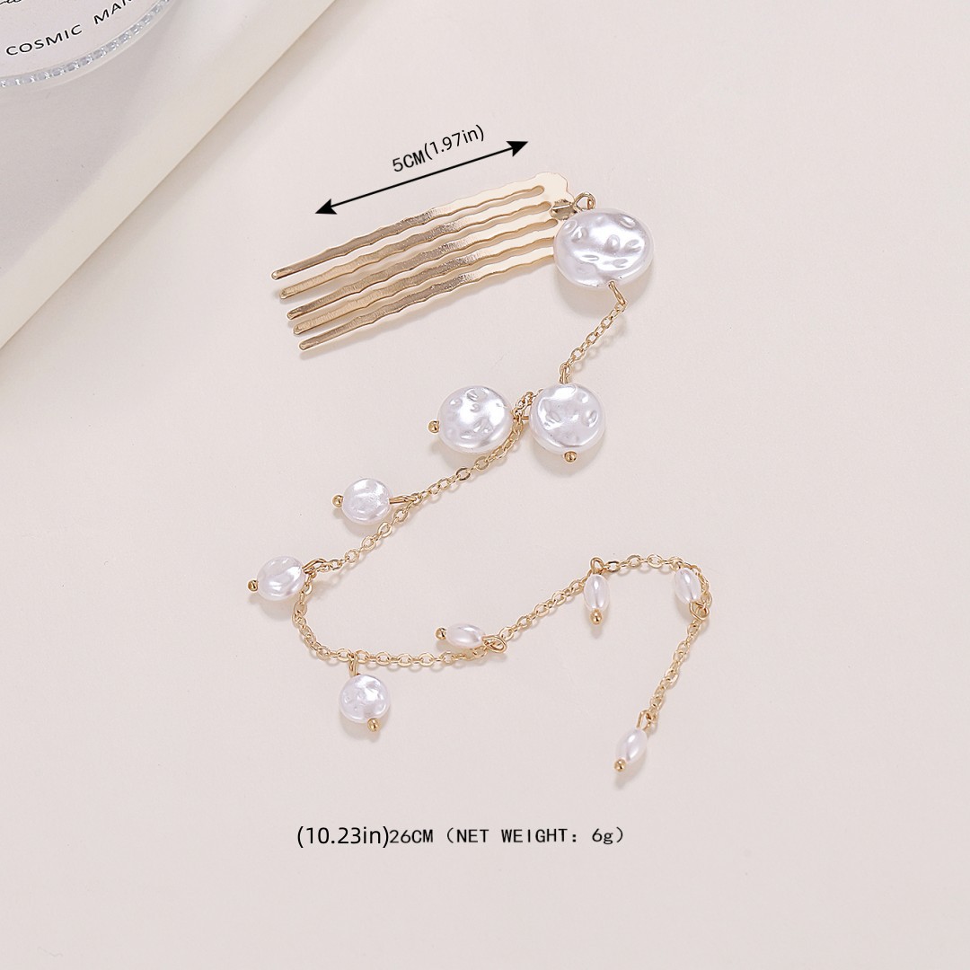 Frau Mode Quaste Legierung Überzug Künstliche Perlen Strasssteine Haarklammer display picture 6