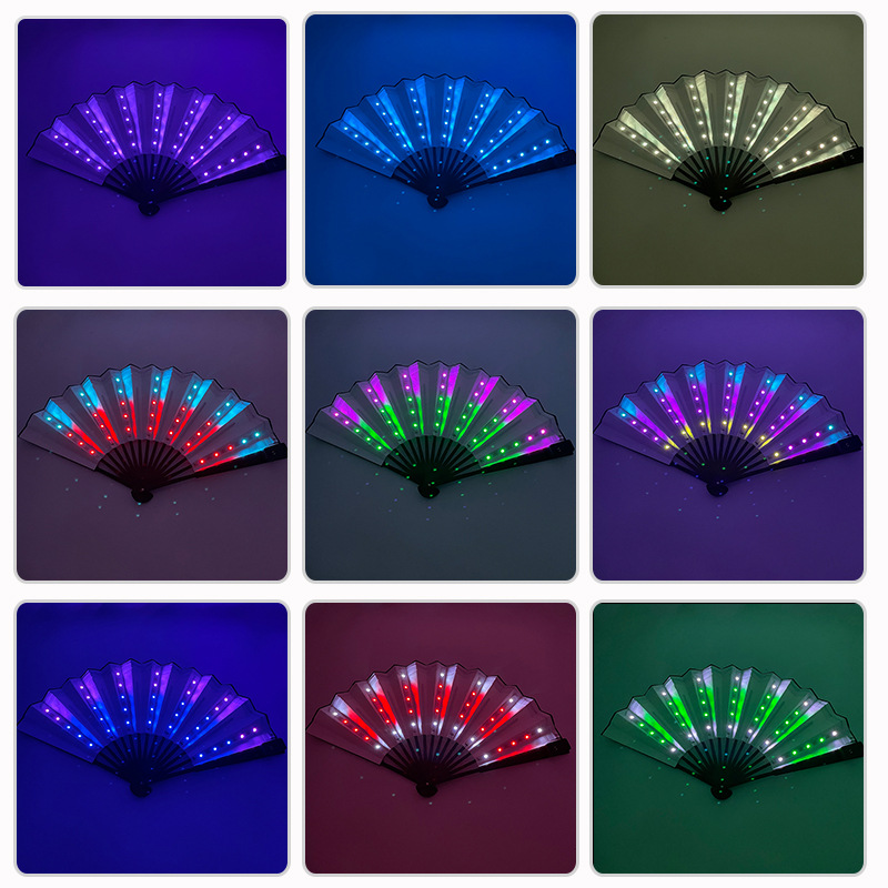 8-pulgadas luminoso ventilador luminoso colorido LED luminoso plegable ventilador bar discoteca fiesta escenario atmósfera props