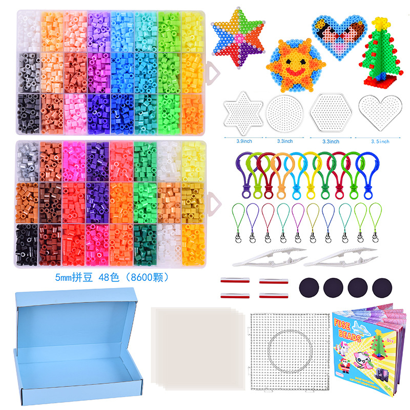 5 mm Perler boncuklar termoyadroviy boncuk to'liq asboblar to'plami, DIY qo'lda yasalgan o'yinchoq manbai fabrikasi, transchegaraviy ulgurji savdoni qo'llab-quvvatlaydi.