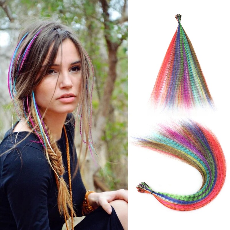Chemical fiber hair two-color Rod hair chemical fiber feather hair black dot hair color hair factory outlet Chemical fiber hair two-color Rod hair chemical fiber feather hair black dot hair color hair factory outlet