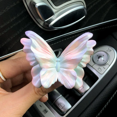 Advanced sense butterfly air outlet decoration car aromatherapy car perfume fragrance flower fragrance expansion stone car interior decoration (Car Perfume Aromatherapy) - sparkling-white-butterfly-large