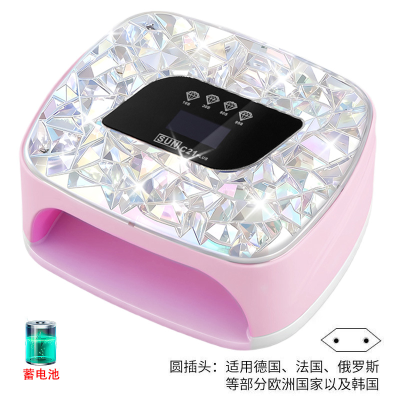 Lámpara de manicura de almacenamiento de doble fuente de luz inteligente de manicura de secado rápido UV doble fuente de luz de diamante de manicura de luz de larga duración