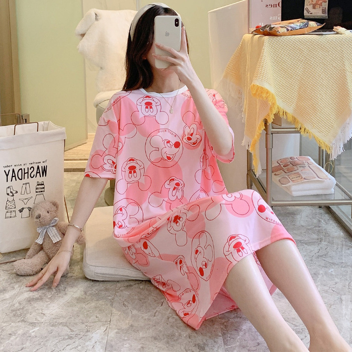 Corea del Sur Comercio exterior transfronterizo camisón de estilo coreano de las mujeres de verano de manga corta de media longitud de dibujos animados dulce lindo desgaste exterior Sudeste Asiático