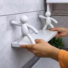 トイレ、バスルーム、トイレ、シャワールーム、キッチン収納用の小人収納ラック、壁に穴を開けずに新しい収納ラック
