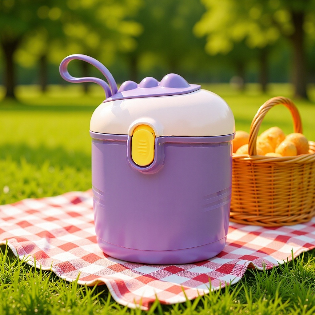 Baby Compartmentalized Storage Container for Outings, Portable Dispensing Box for Rice Cereal and Milk Powder, Two-Compartment Silicone Feeding Box