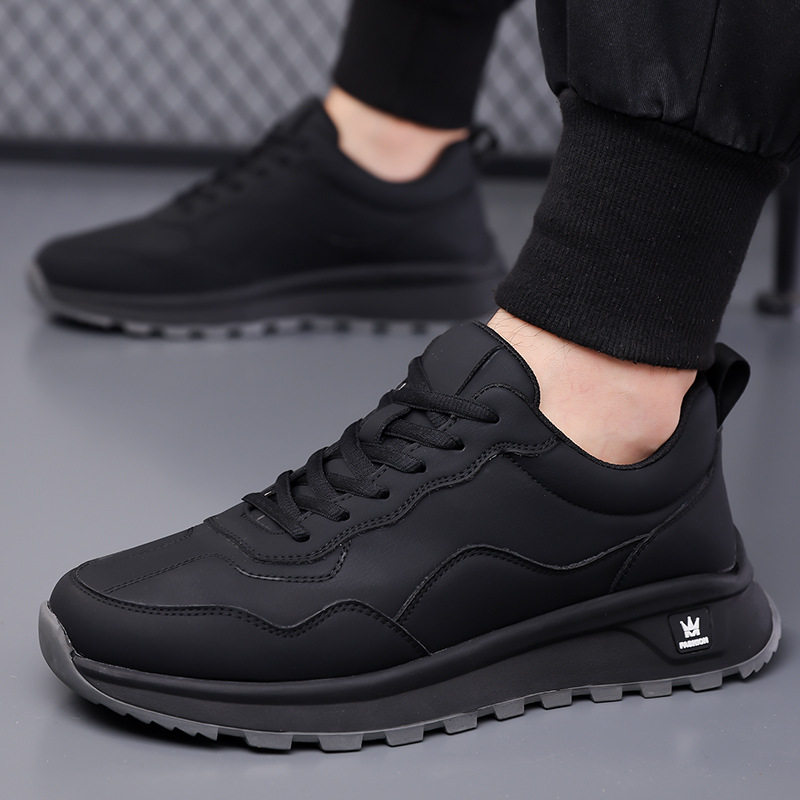 Giày thể thao nam sneaker cổ thấp đế dày, dây buộc, mũi tròn, phong cách năng động — GX129 màu trắng, GX129 màu đen