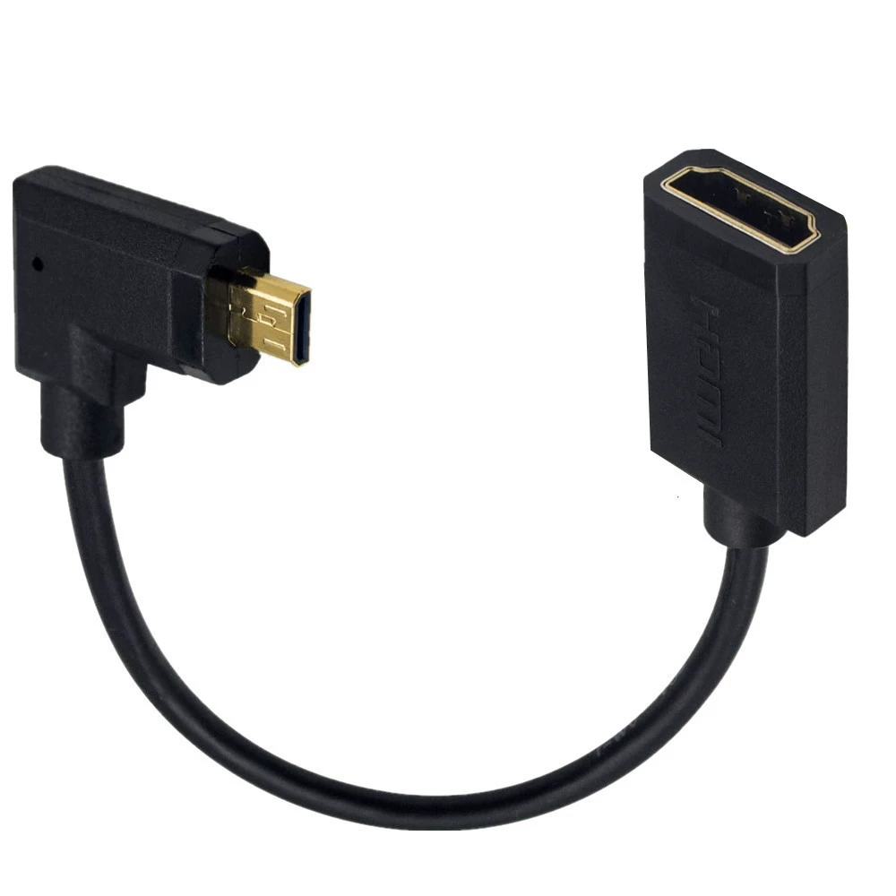 Micro HDMI на HDMI (гнездо) 4K60Hz, 90° угловой кабель OD3.2 для микрокамеры/планшета к телевизору