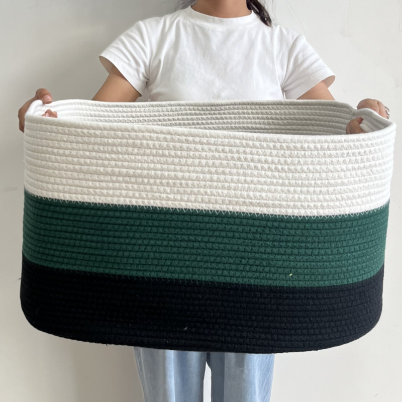 Fábrica directa gran tela de algodón trenzada canasta de ropa sucia canasta de almacenamiento de juguetes armario de dormitorio canasta de almacenamiento plegable