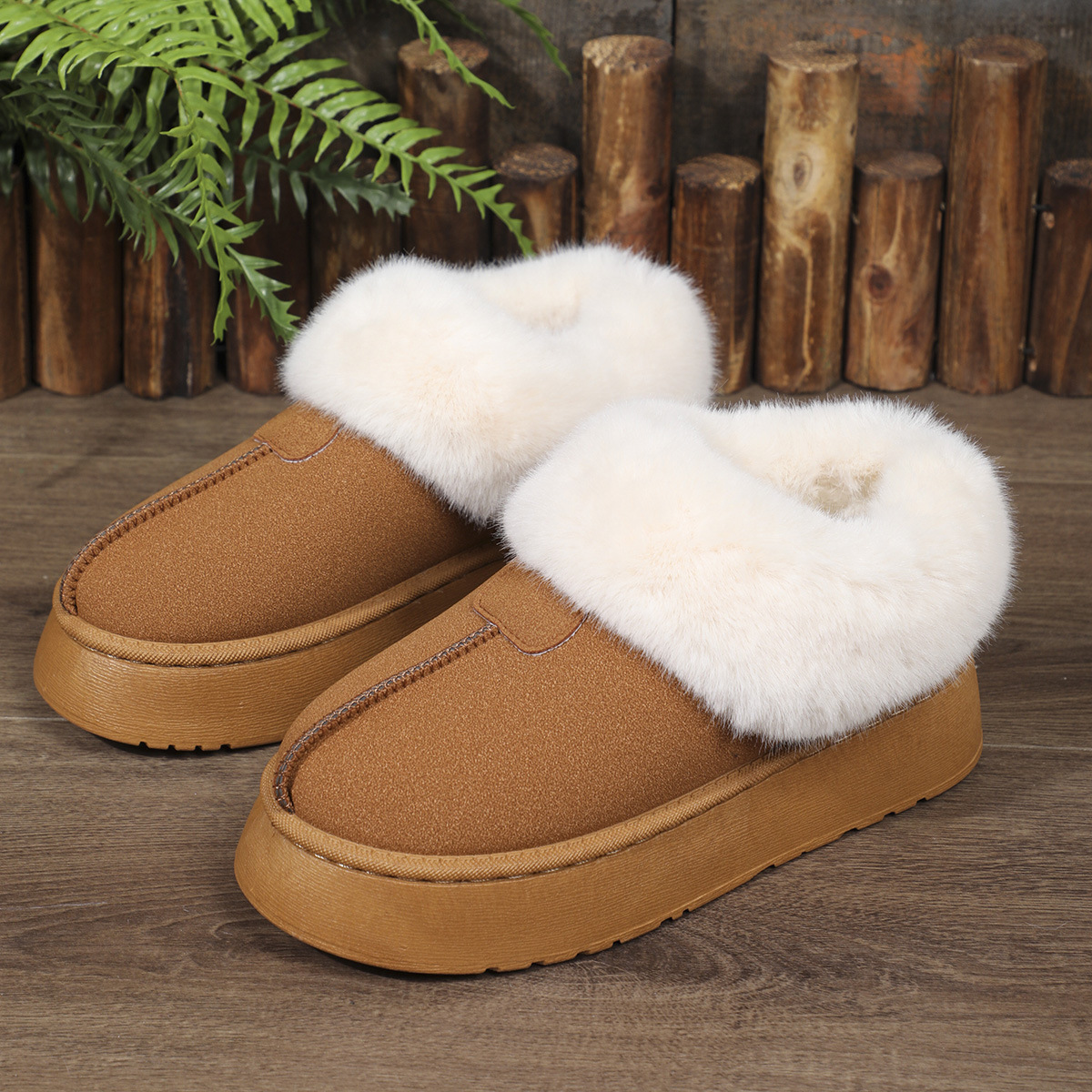 New platform low-top casual women's boots warm fluffy snow boots_voghion.com
