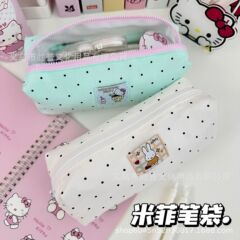 シンプルな水玉模様のミッフィー kt 猫ペンケース高価値学生文具収納ガーリーハート大容量かわいい化粧品バッグ